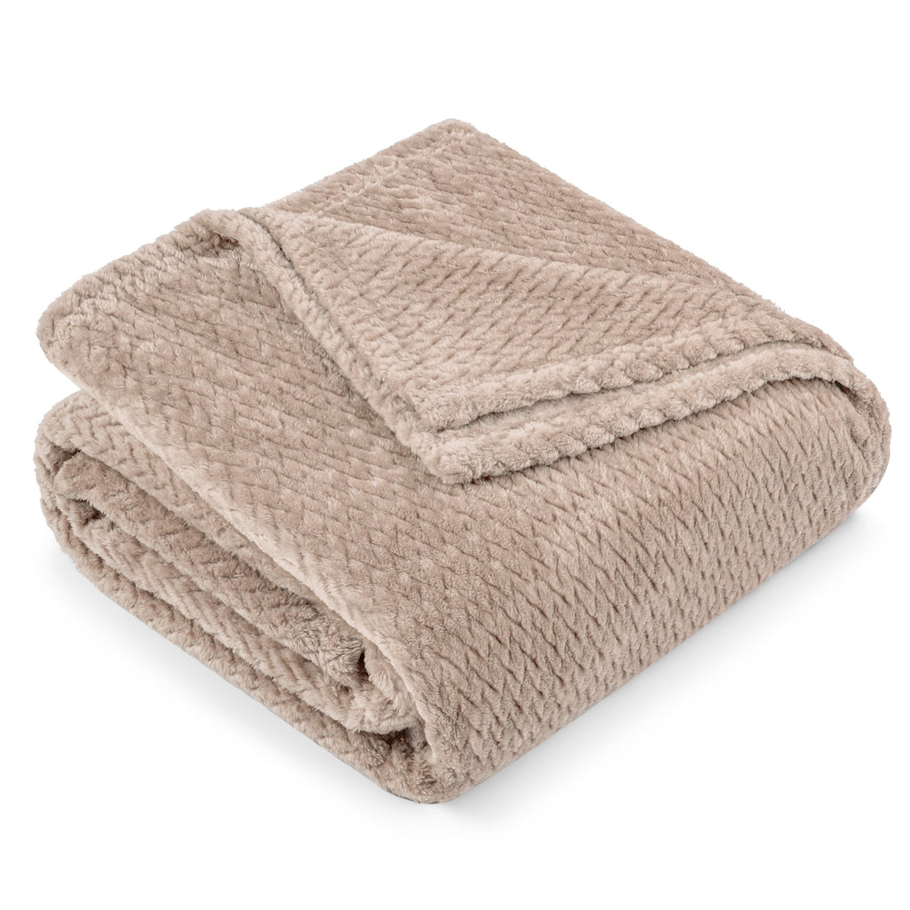 Cozy Fleece Soft Fleece Taupe Tan Throw Blanket for Couch, Lightweight Plush Warm Blankets for Bed, Fuzzy Cozy Flannel Blanket Th... - Super Soft Reversible Sherpa Flannel Blanket Detail