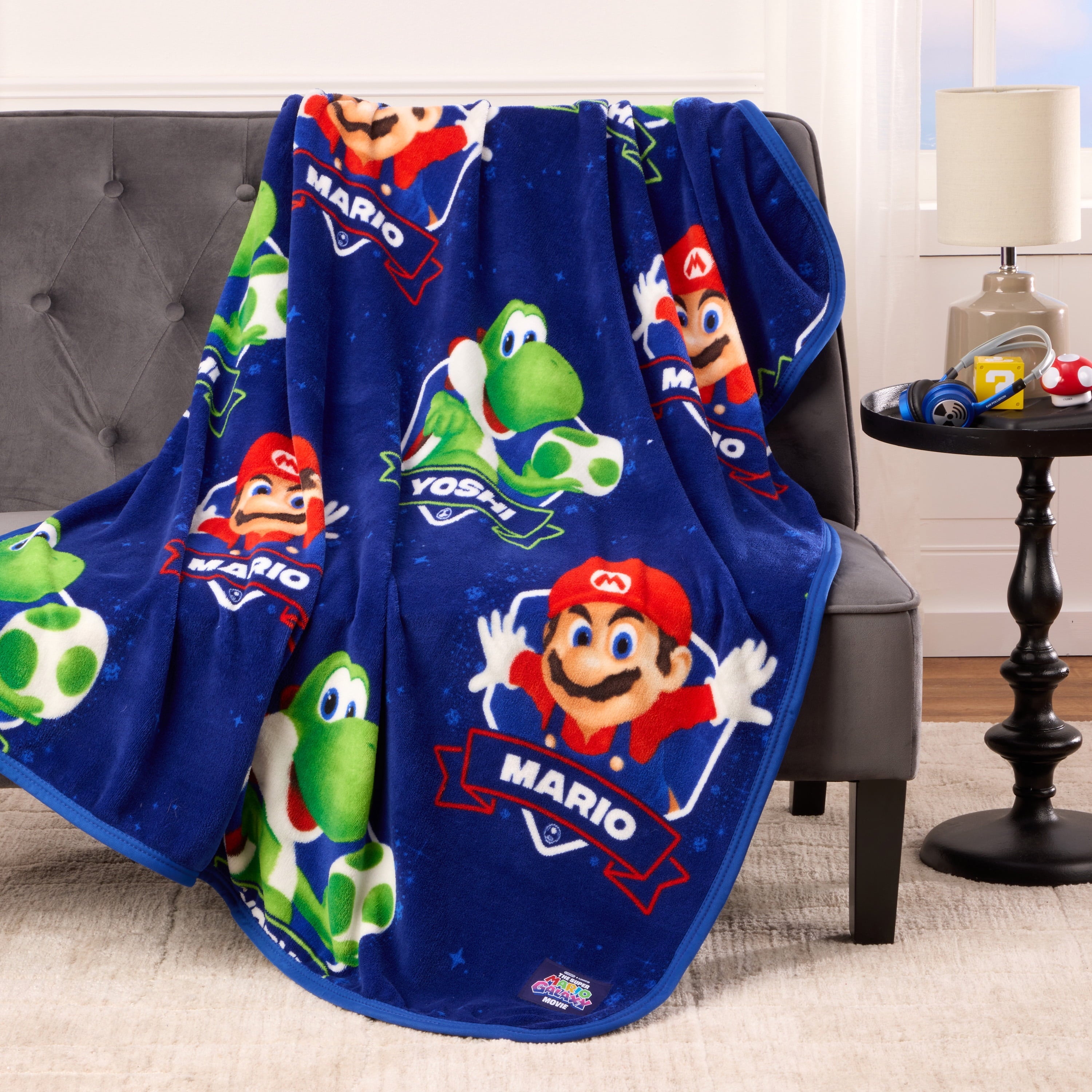Cozy Fleece Galaxy Movie Kids Blue Print Fleece Throw Blanket, 46 x 60 - Lightweight Plush Warm Blanket for All Seasons Detail