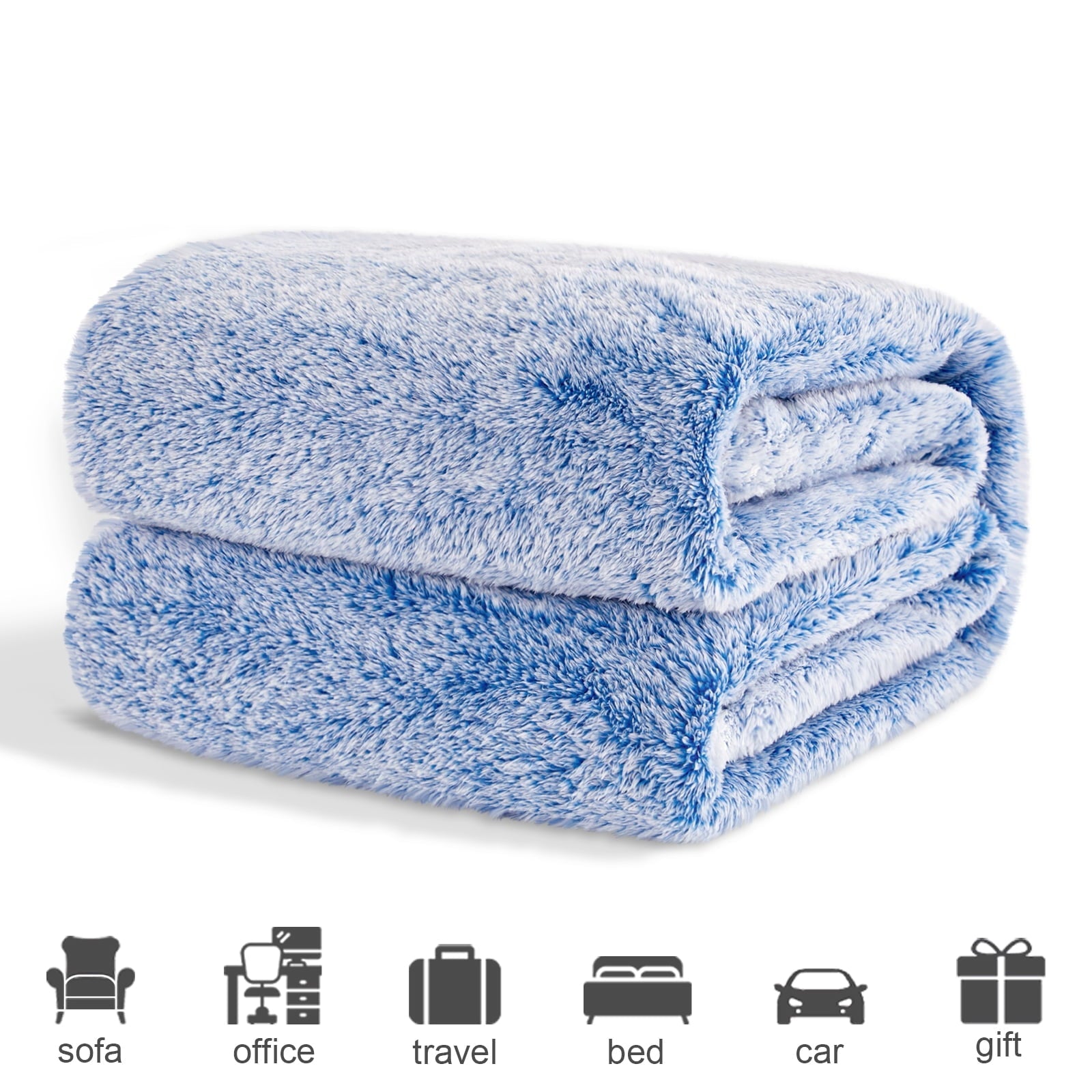 Decorative Knitted Plush Fuzzy Large Fleece Throw Blanket (50" x 70", Mixed Cobalt Blue)- Soft, Warm and Lightweight - Lightweight Plush Warm Blanket for All Seasons Detail