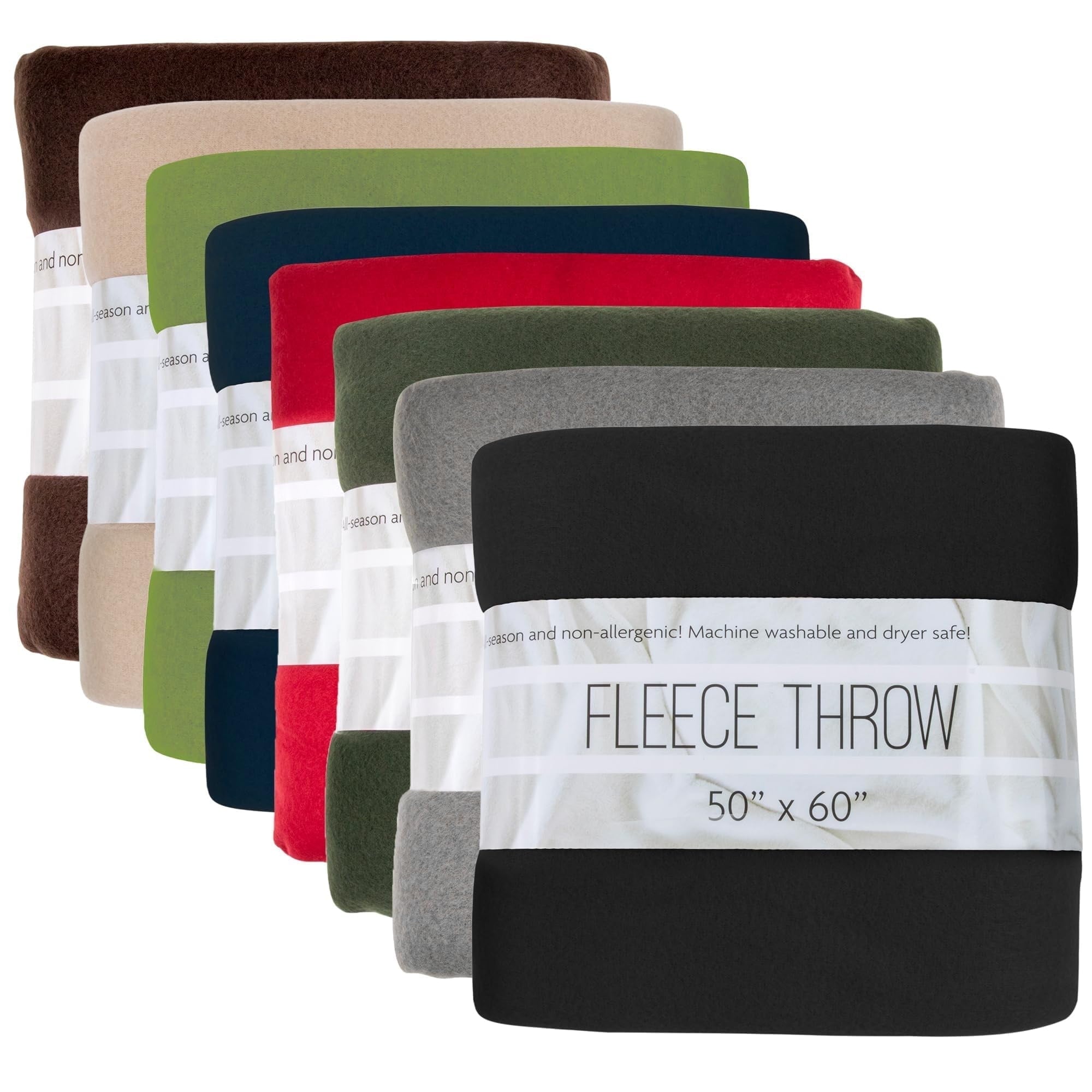 Reversible Sherpa 24 pack Trail maker 60”L x 50”W Solid Color Hypoallergenic Fleece Throw Blankets in Assorted Colors - Super Soft Reversible Sherpa Flannel Blanket - Default Title