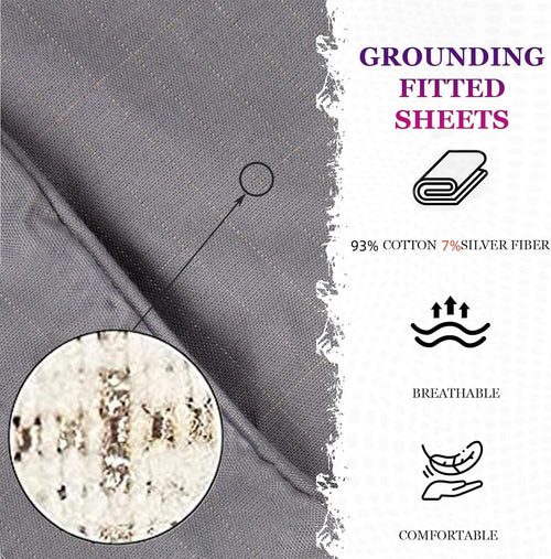 Breathable Luxury Grounding Fitted Sheet Kit Queen Size, Deep Pocket Fitted Sheet, Organic Cotton 7% Silver Fiber, Conductive Bed Cover... - Premium Ultra-Soft Pillowcase Pair for Sleeping Detail