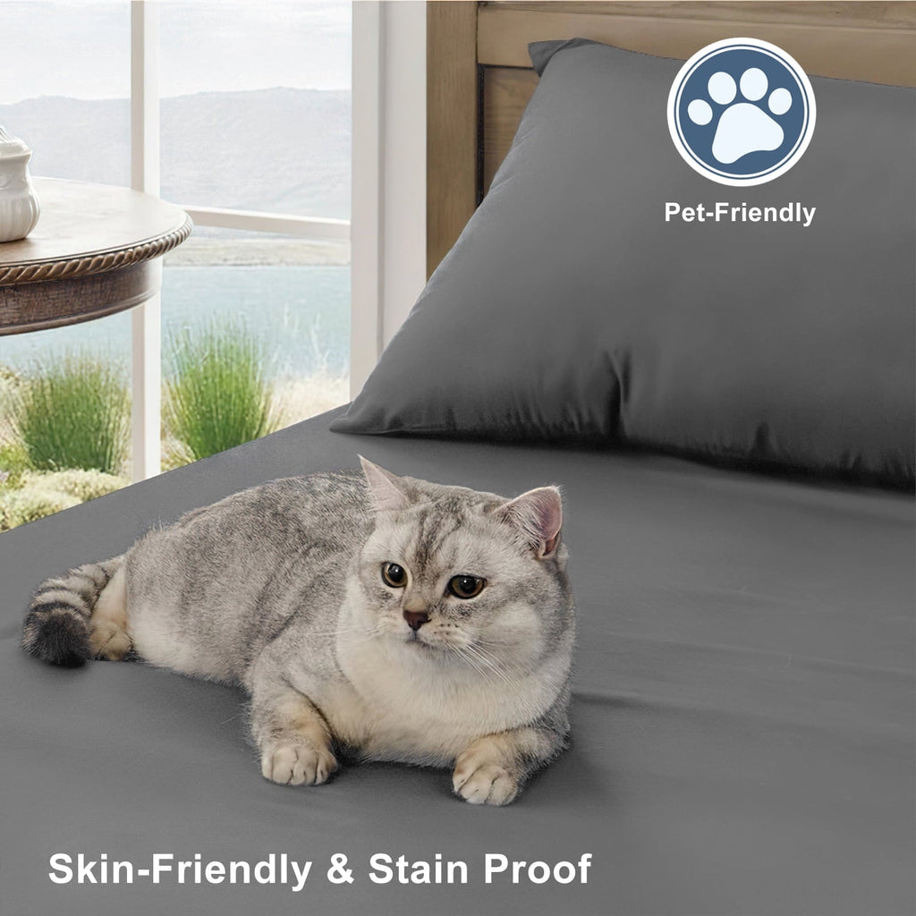 Breathable Luxury Size, Microfiber Cooling , Breathable & Hypoallergenic 4 Pieces Luxury Soft Sheet Set, Mattress Fitted up... - Cooling Hotel Quality Bedding Sheets and Pillowcases Detail
