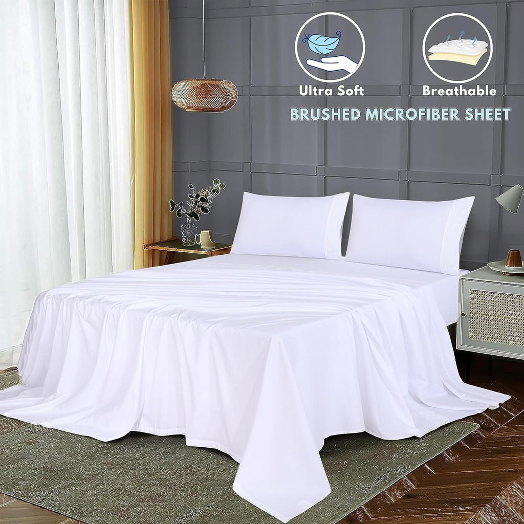 Wrinkle-Resistant Set - Luxurious Silky Soft Microfiber Bedding - Cozy & Comfy - 15 inch Deep Pocket (Fits up to 17") Hotel Bed - 4 Pcs... - Luxury Bed Sheet Set with Deep Pockets Detail
