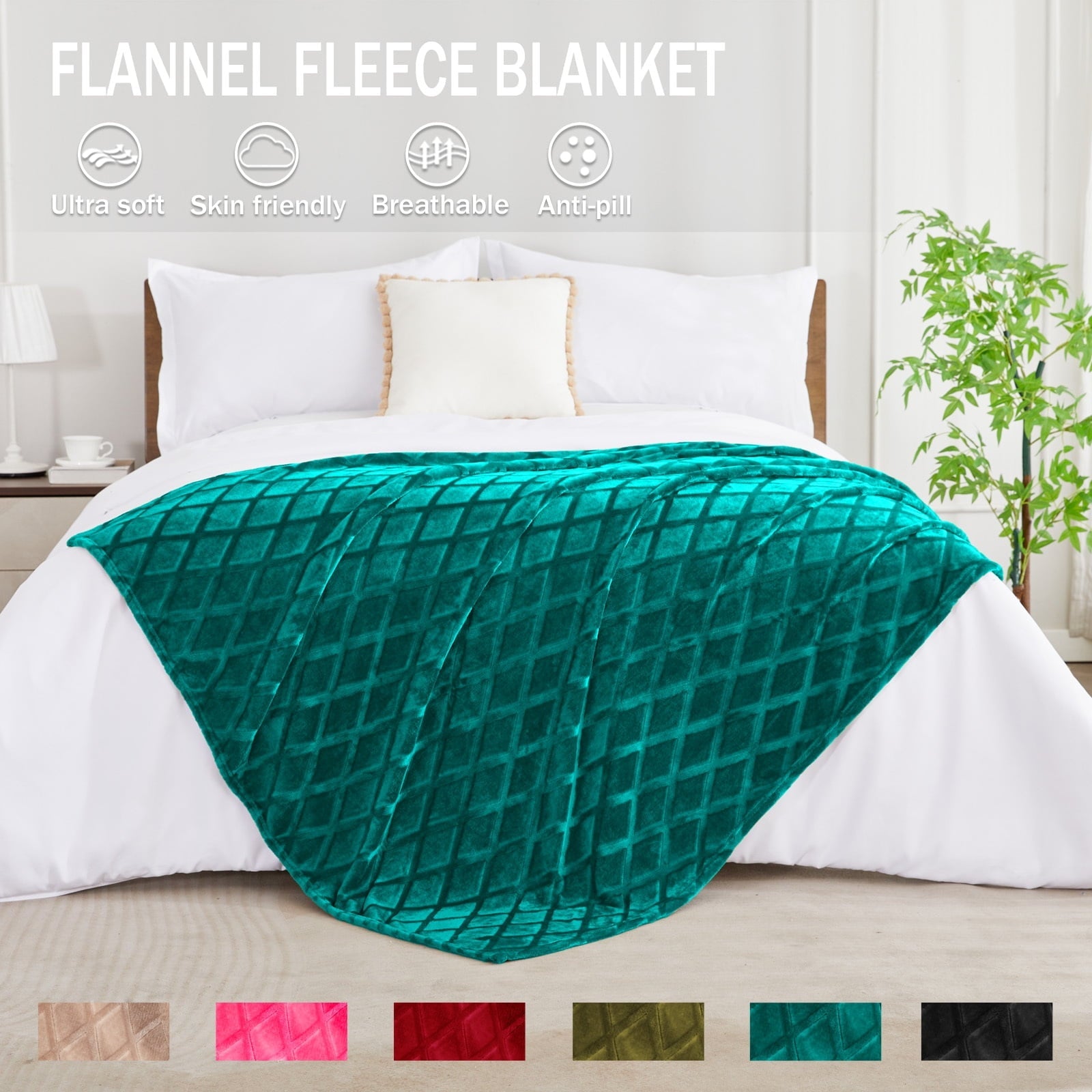 Cozy Fleece Large Soft Throw Blanket for Couch, 50x70 Inches Diamond Geometry Pattern Velvet Fleece Blanket, Cozy, Warm and Light... - Super Soft Reversible Sherpa Flannel Blanket Detail