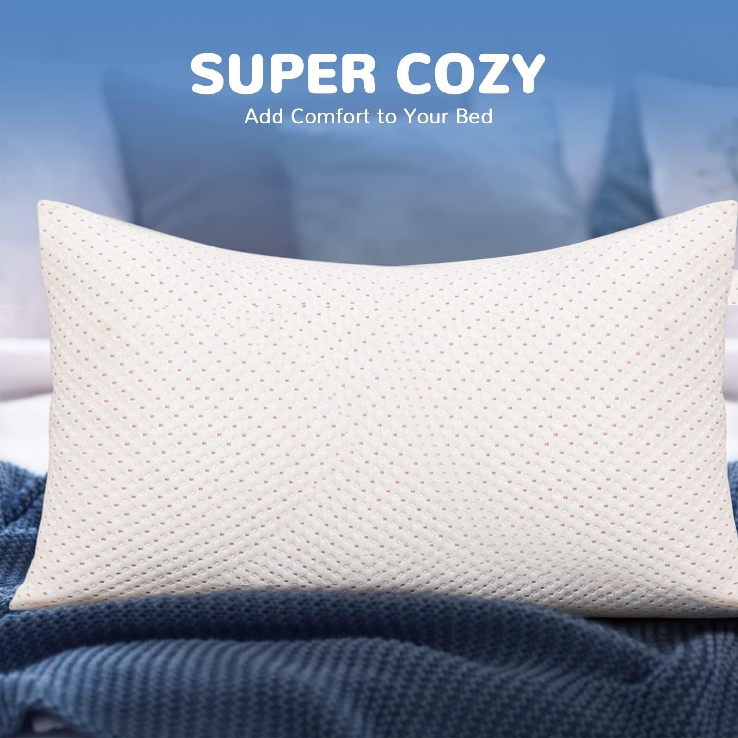 Fluffy Shredded Cooling Bed Pillows for Sleeping, King Size Pillow Set of 2, 3D Shredded Memory Foam with Zippered Cooling Covers - Ergonomic Memory Foam Pillow for Neck Pain Support Detail