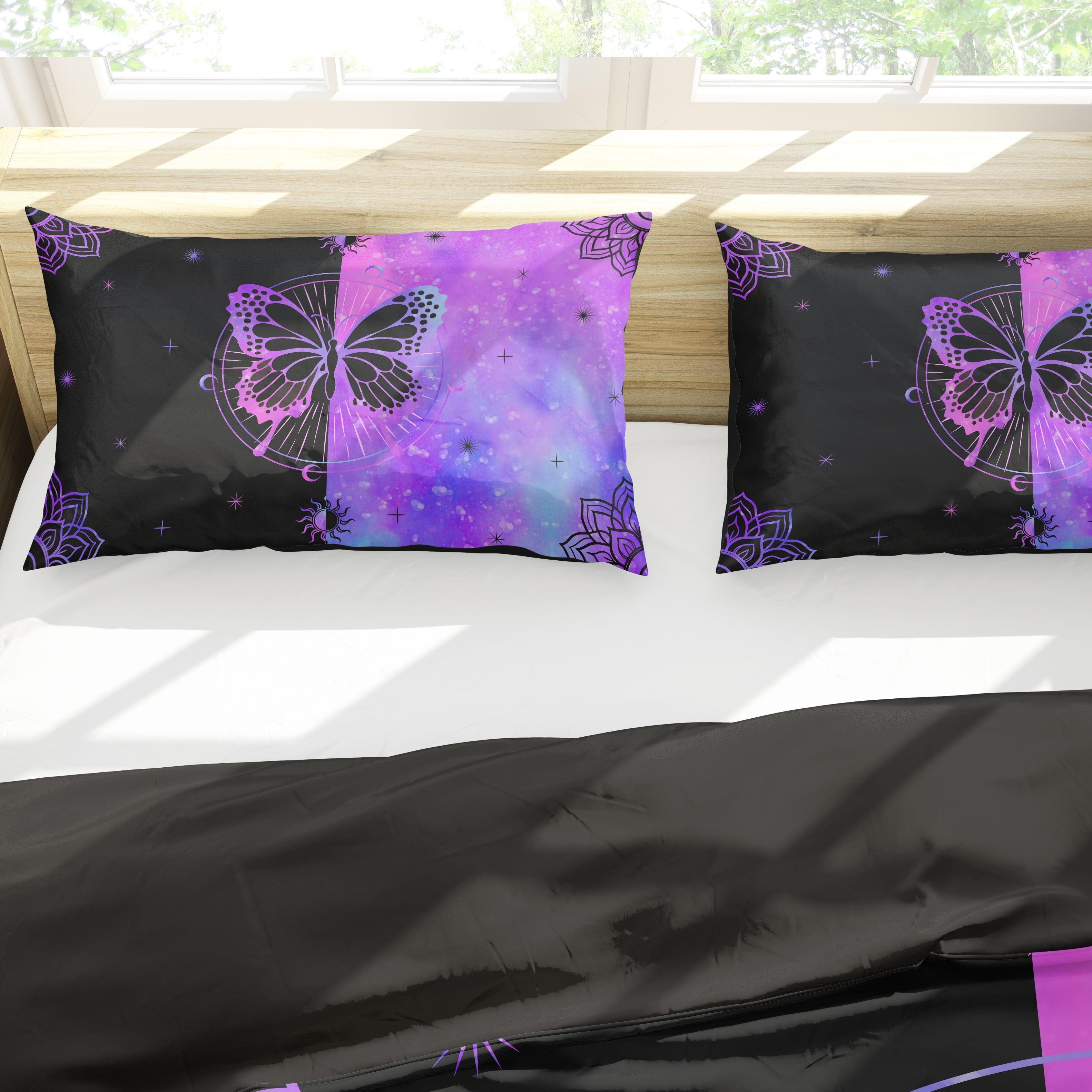 Hypoallergenic Cloud Butterfly Comforter Set Full Size for Girls Kids Teens Black Blue Purple Tie Dye Bedding Set 3 Pieces - Cloud-Like Soft Lightweight Bed Comforter Detail