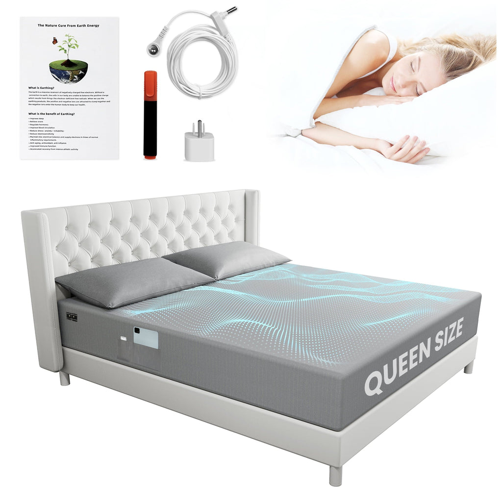 Premium Egyptian Cotton Grounding Sheets Queen Size 90% Organic Cotton + 10% Pure Silver Fitted Bed Sheet Gray Fiber Grounding Sheet Earth Ce... - Cooling Hotel Quality Bedding Sheets and Pillowcases Detail
