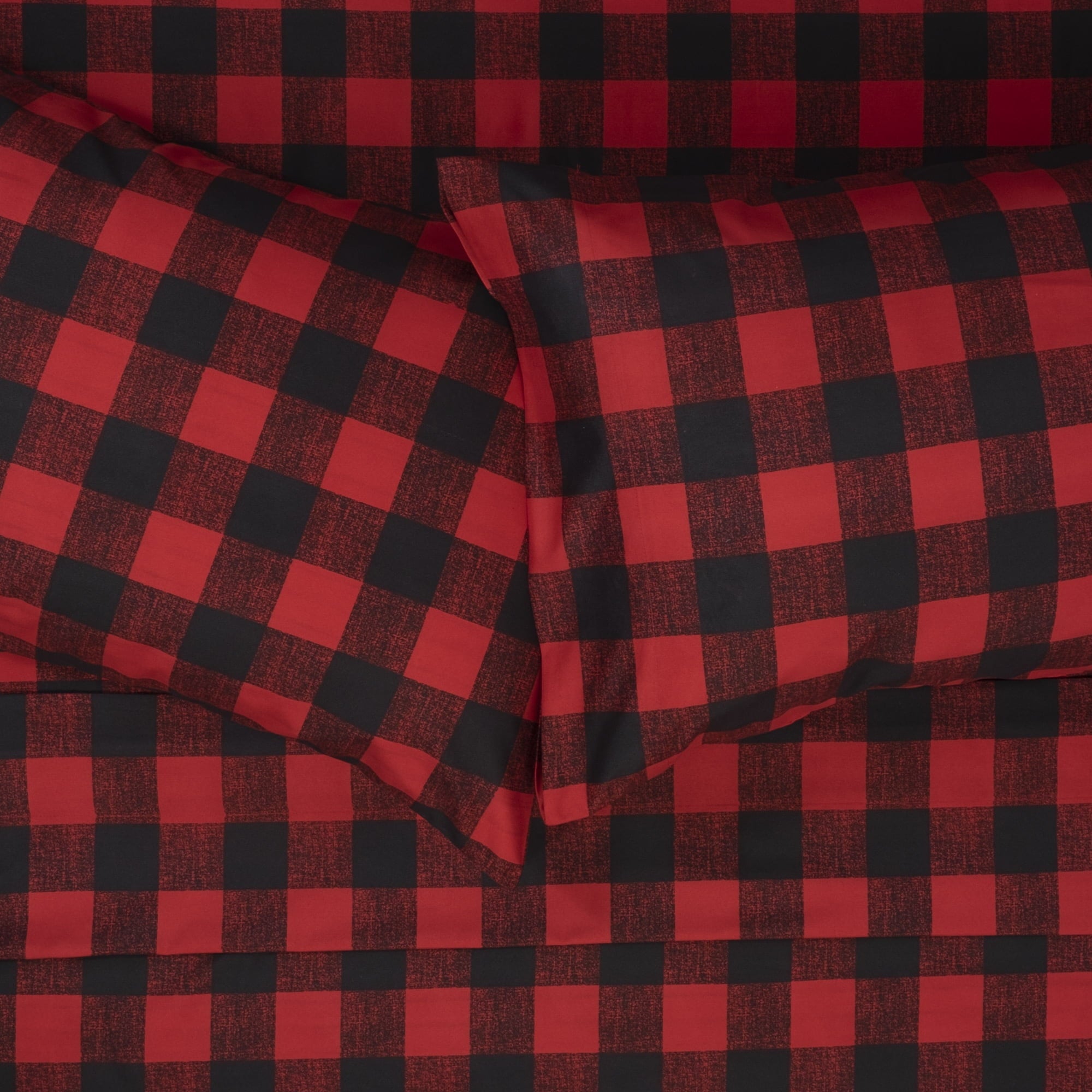 Breathable Luxury Buffalo Plaid Black and Red 4 Piece Bed Sheet Set - Twin - Cooling Hotel Quality Bedding Sheets and Pillowcases Detail