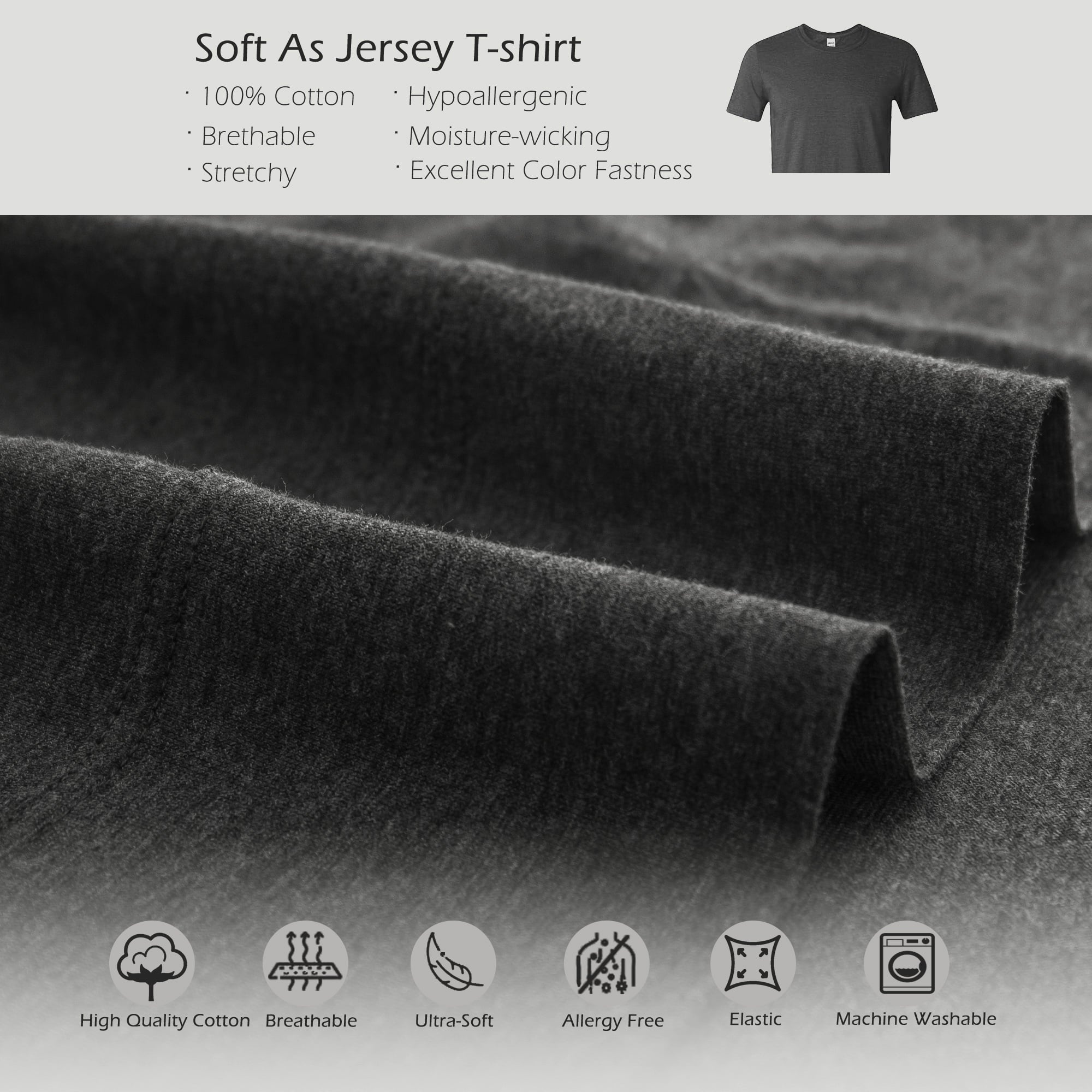 Premium Egyptian Cotton 100% Cotton Jersey Knit 4pc Bed Sheet Set Extra Deep Pocket up to 20" Charcoal Gray Queen - Luxury Bed Sheet Set with Deep Pockets Detail