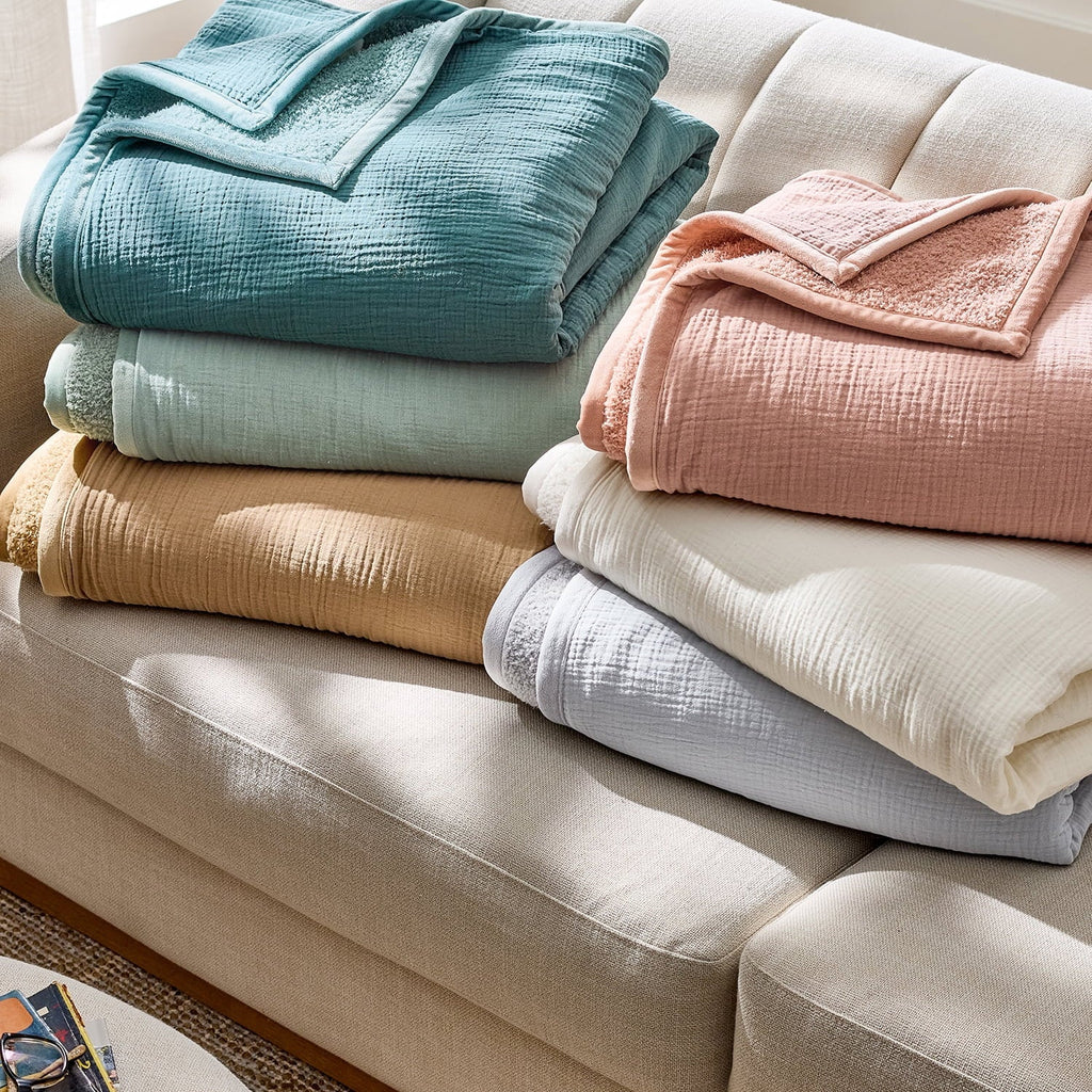 Lightweight Warm Gauze Reverse to Cozy Knit Super Soft Throw Blanket, Oversized, Antique Blush - Lightweight Plush Warm Blanket for All Seasons Detail