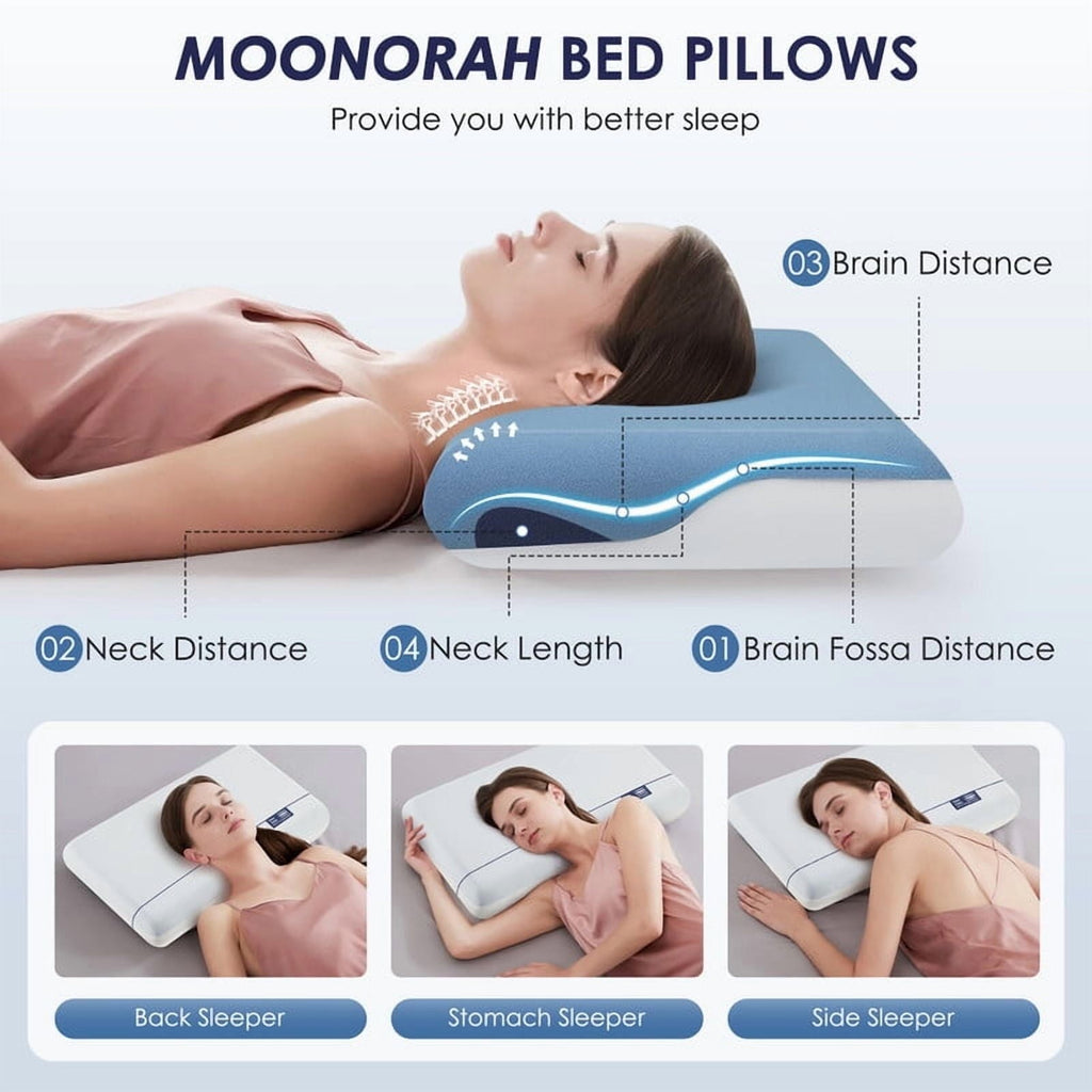 Fluffy Shredded Cooling Memory Foam Bed Pillow for Neck Pain Relief, Two-Sided Cooling Pillow for Back, Stomach and Side Sleepers, Tw... - Decorative Throw Pillow Cushion for Sofa & Bed Detail