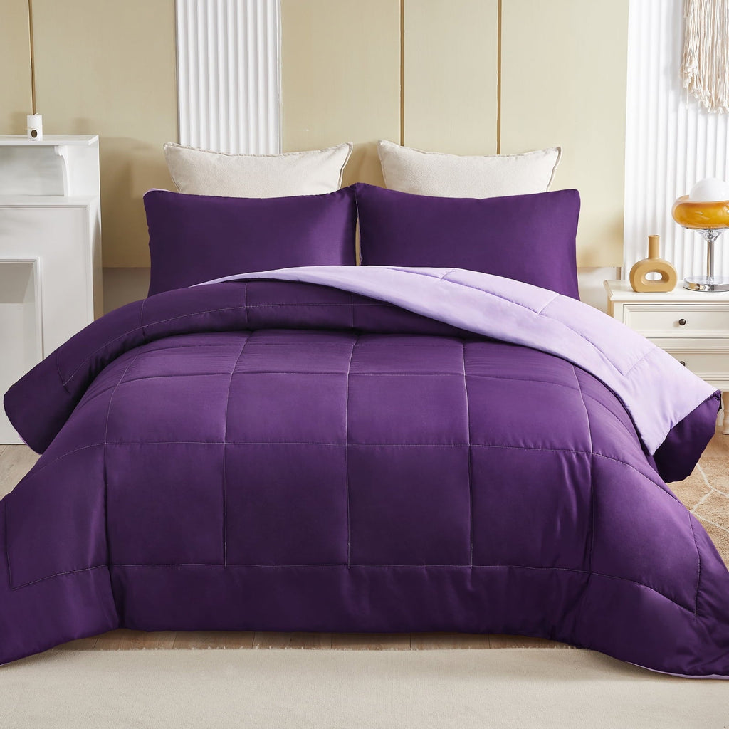 Fluffy Down Alternative Lightweight Reversible 3-Piece Comforter Set All Seasons, Down Alternative Comforter with 2 Pillow Shams, Queen Size,... - All-Season Down Alternative Comforter Insert Detail