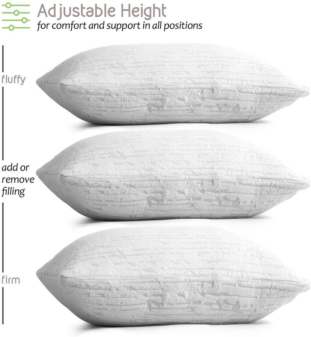 Fluffy Shredded Bed Pillow, Bamboo Pillows for Bed, Queen Size Pillows - Orthopedic Shredded Foam Bed Pillow Set Detail