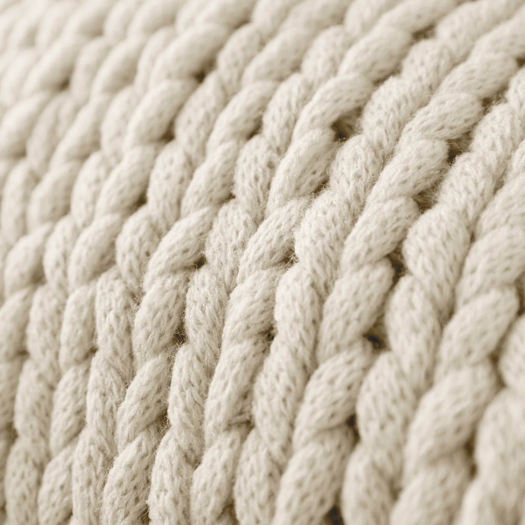 Lightweight Warm Soft & Cozy Chunky Hand-Knit Throw Blanket, Ivory - Cozy Fleece Throw Blanket for Couch & Bed Detail
