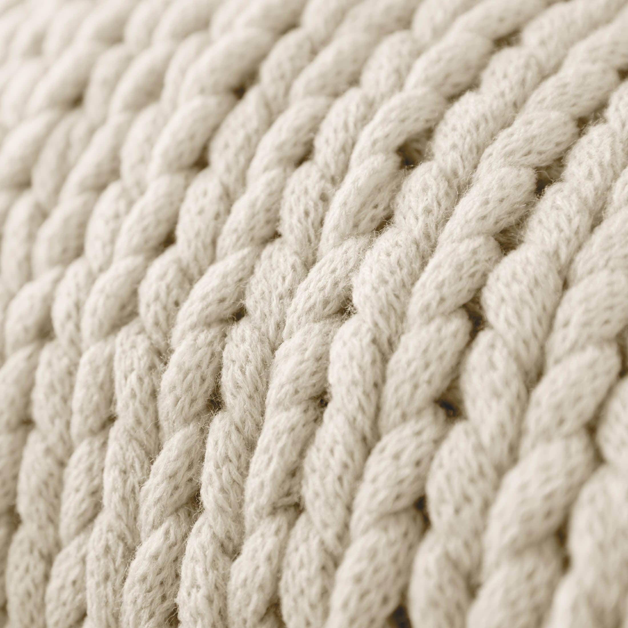 Lightweight Warm Soft & Cozy Chunky Hand-Knit Throw Blanket, Ivory - Cozy Fleece Throw Blanket for Couch & Bed Detail