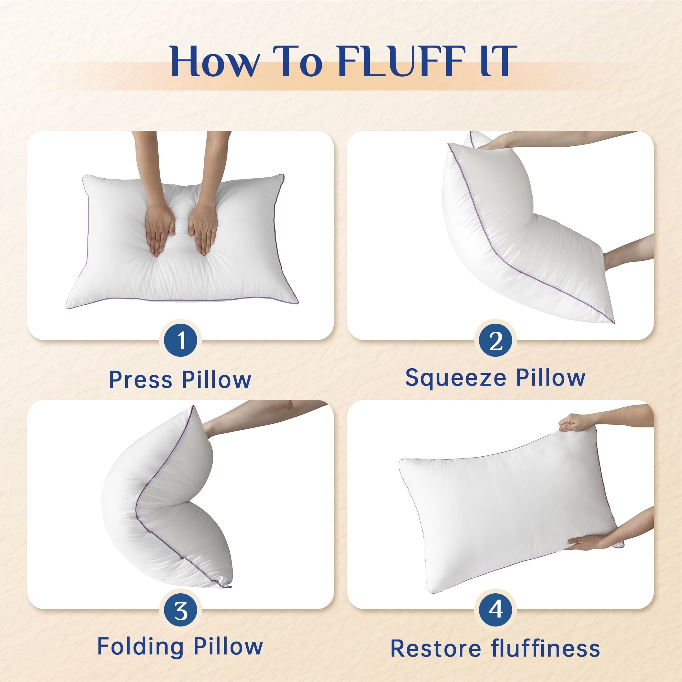 Ergonomic Memory Foam Pillows Standard Size Set of 2, Hotel Down Alternative Sleeping Bed Pillows for Side Back Stomach Sleepers - Orthopedic Shredded Foam Bed Pillow Set Detail
