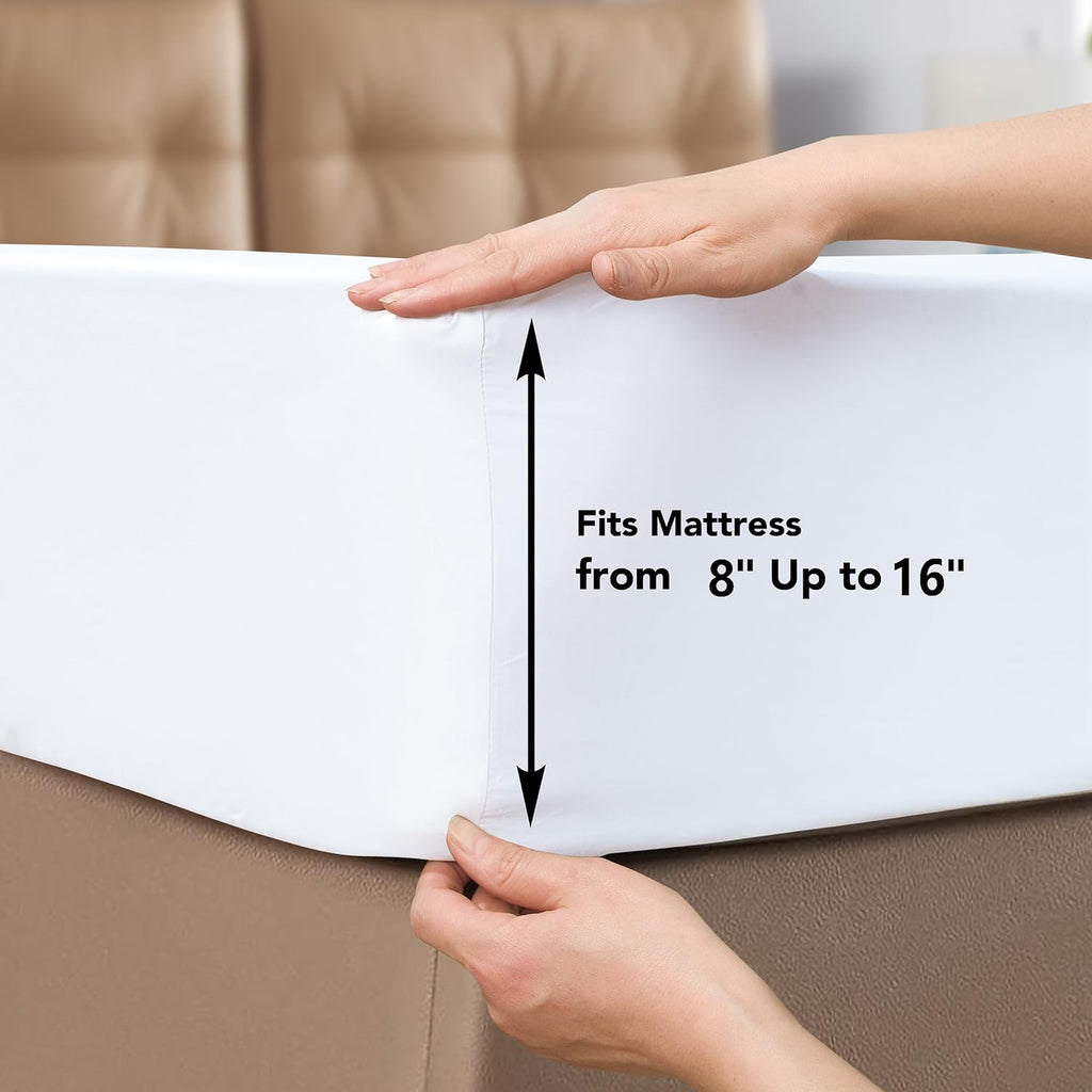 Ultra-Soft Bed Sheets Set 4 Pieces, 600 TC 100% Egyptian Cotton Bed Sheets, Breathable, Soft & Silky Sateen Weave Fits Mattress ... - Cooling Hotel Quality Bedding Sheets and Pillowcases Detail