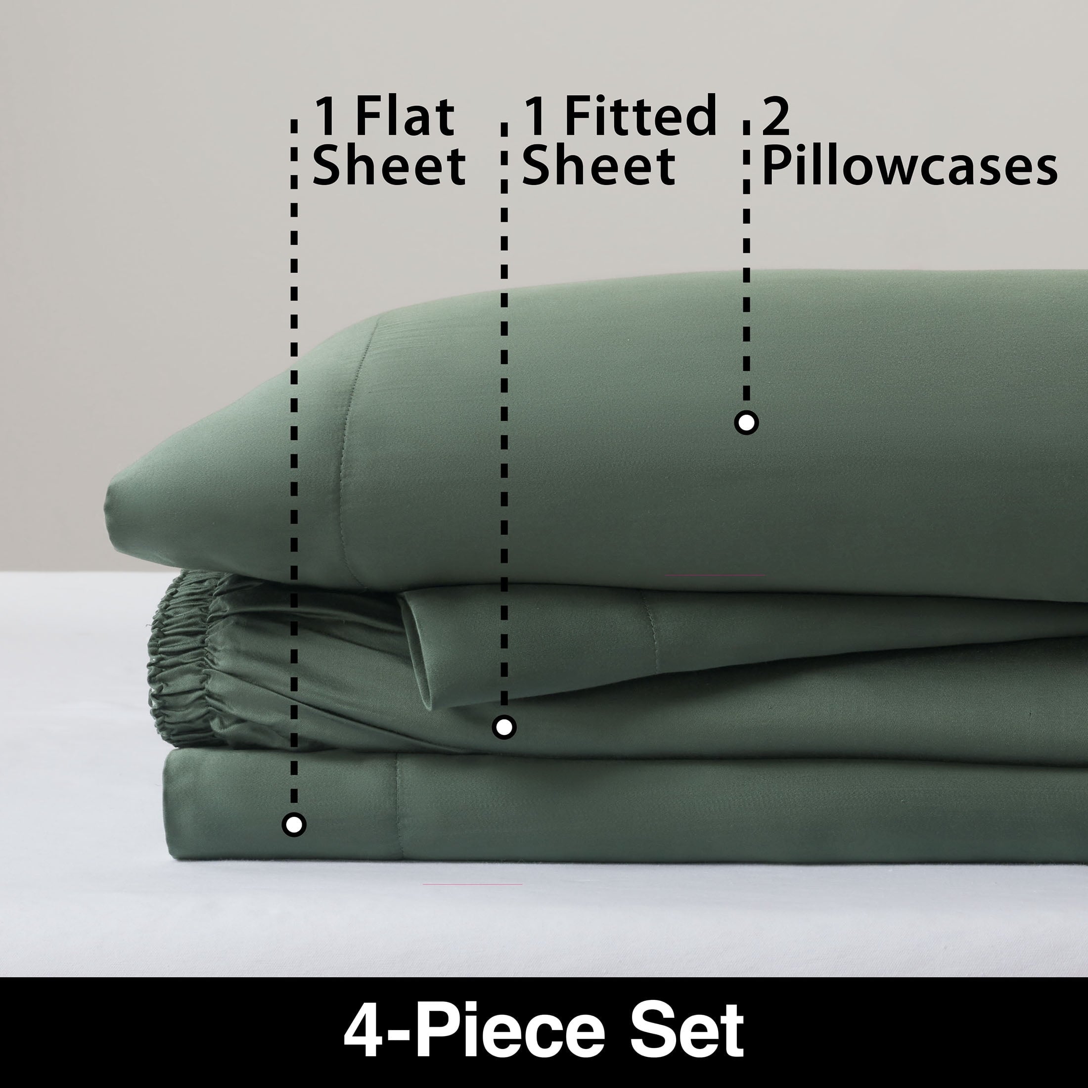 Premium Egyptian Cotton 4-Piece & Silky Serenity 100% Bed Sheets Set, Flagstone, Queen - Luxury Bed Sheet Set with Deep Pockets Detail