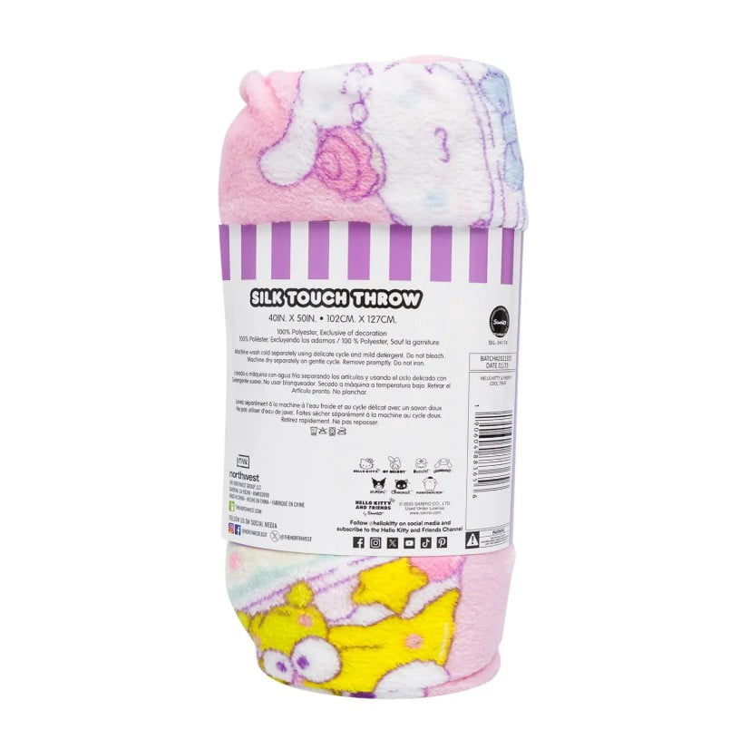Reversible Sherpa Hello Kitty Soft and Friends Silky Fleece Throw 40"x50" Kids Blanket "Cool Treat" - Super Soft Reversible Sherpa Flannel Blanket Detail