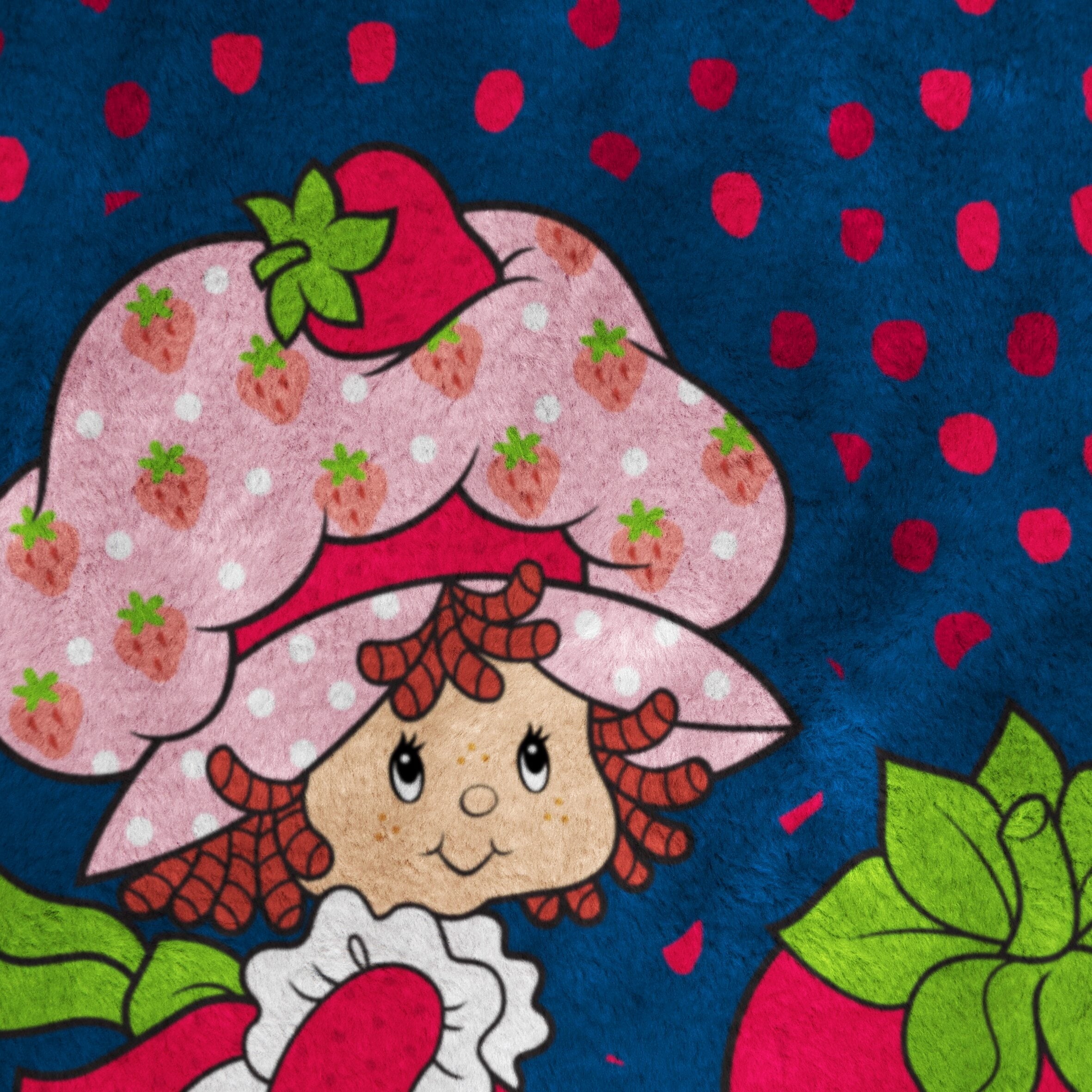 Super Soft Flannel Strawberry Shortcake Berry Meadows 46" x 60" Coral Fleece Throw Blanket, Kids, Polyester, Navy - Luxury Knitted Decorative Throw Blanket with Fringes Detail