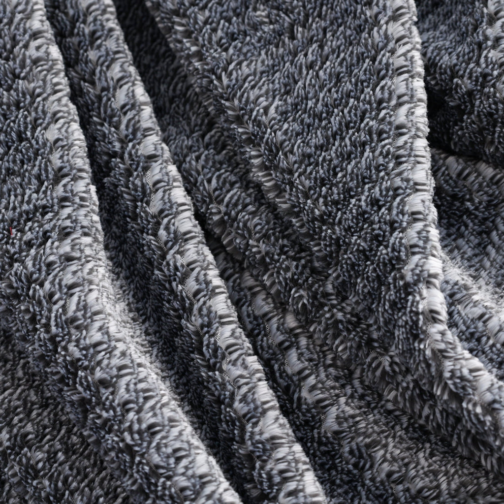 Decorative Knitted Plush Textured Heathered Soft Oversized Throw Blanket, Gray - Super Soft Reversible Sherpa Flannel Blanket Detail
