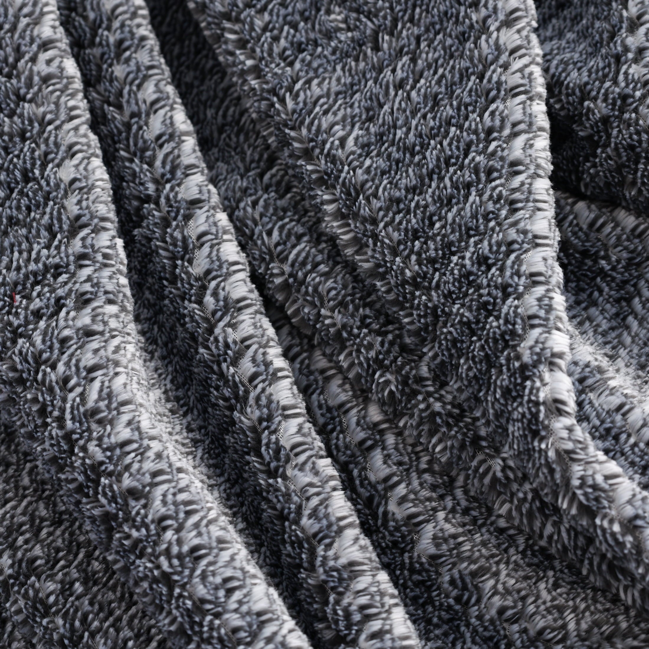 Decorative Knitted Plush Textured Heathered Soft Oversized Throw Blanket, Gray - Super Soft Reversible Sherpa Flannel Blanket Detail