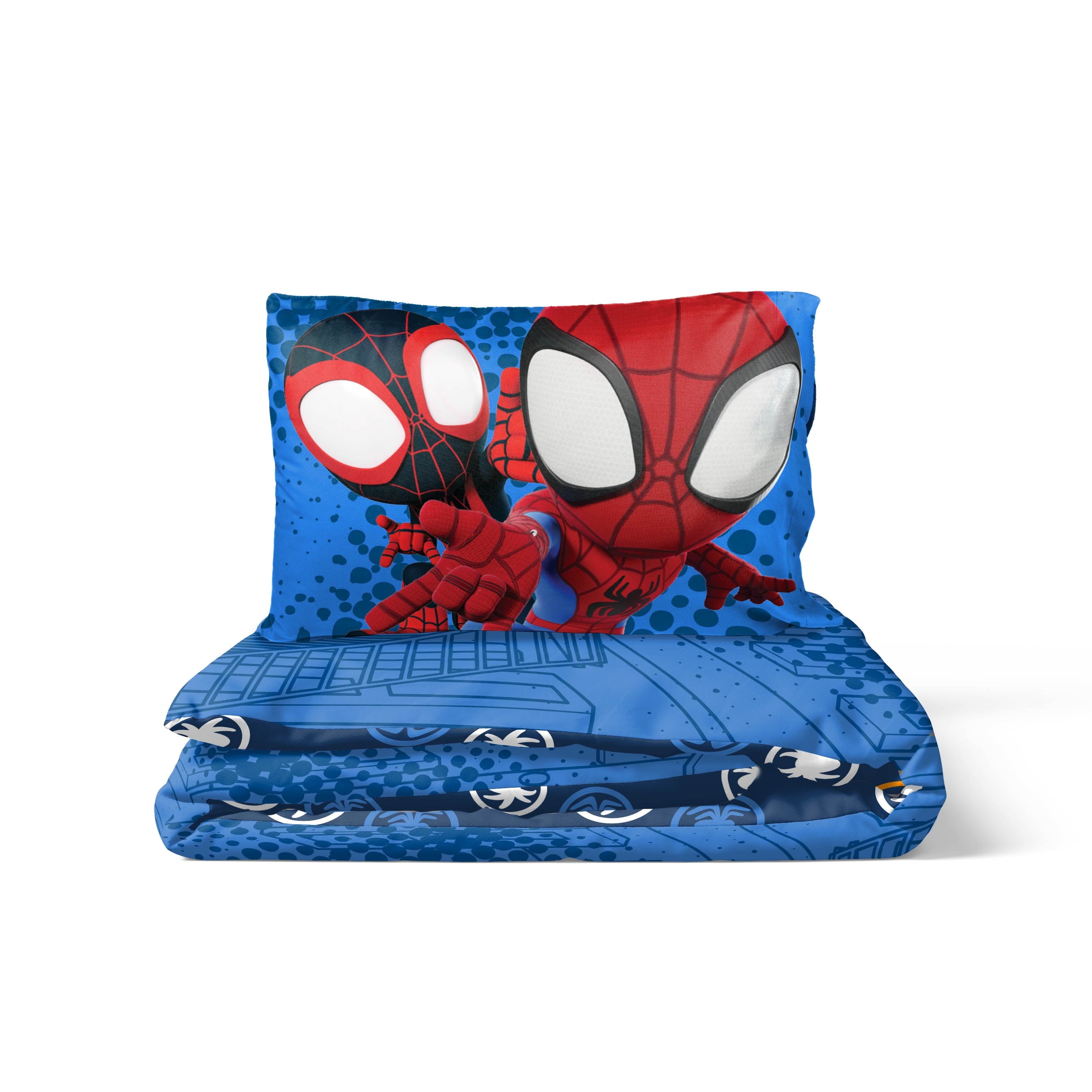 Fluffy Down Alternative Spidey Amazing Friends Kids 2-Piece Twin/Full Reversible Comforter Set, Microfiber, Red - Cloud-Like Soft Lightweight Bed Comforter Detail