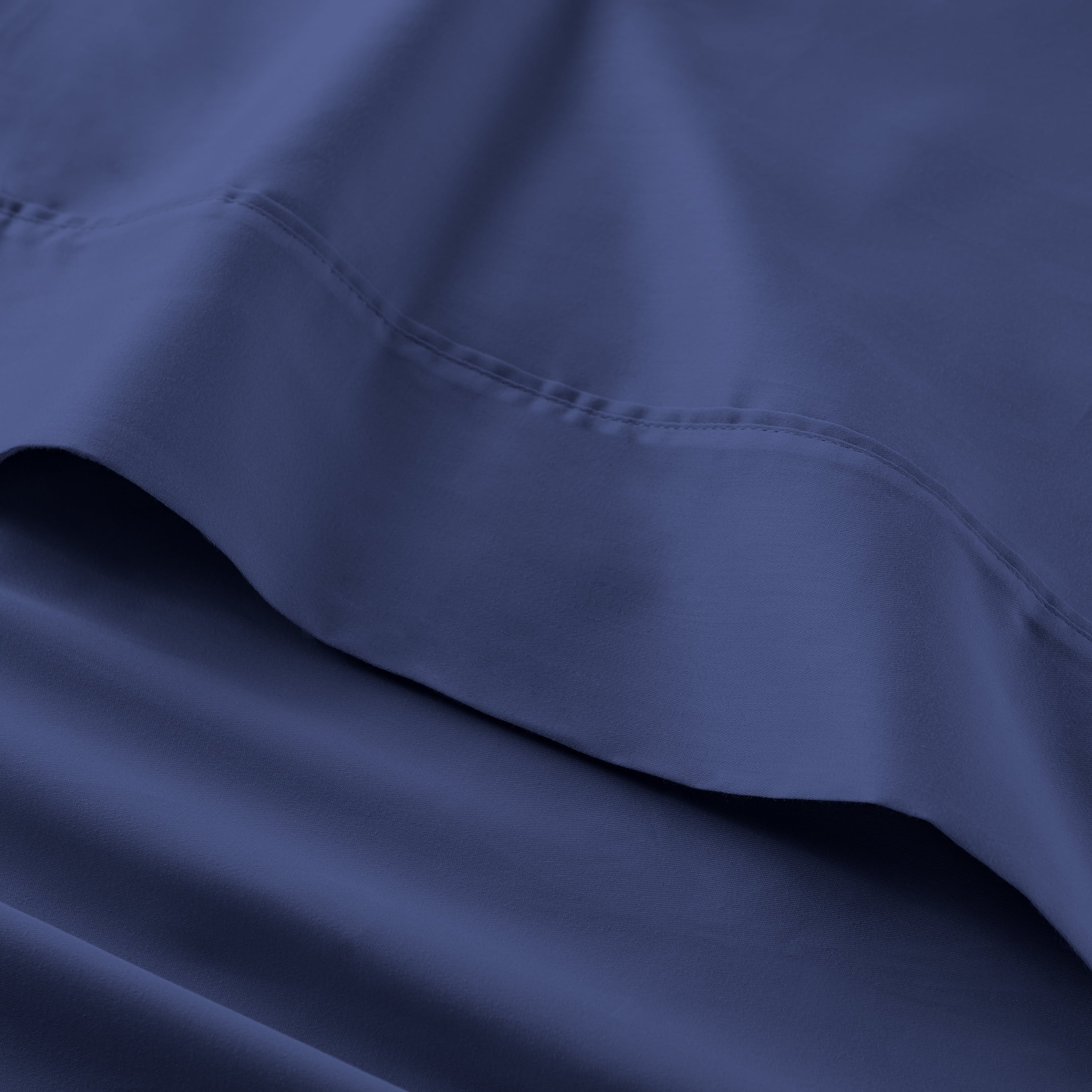 Premium Egyptian Cotton 4-Piece 300 Thread Count Blue Cove Cotton Sateen Bed Sheet Set, Queen - Breathable Egyptian Cotton Flat & Fitted Sheets Detail