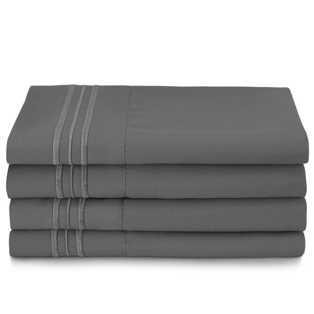 Premium Egyptian Cotton 6 Piece 1800 Collection Bed Sheet Set with Extra Pillowcases, Deep Pockets Fitted Sheet, 100% Soft Microfiber, Hypoal... - Premium Ultra-Soft Pillowcase Pair for Sleeping Detail