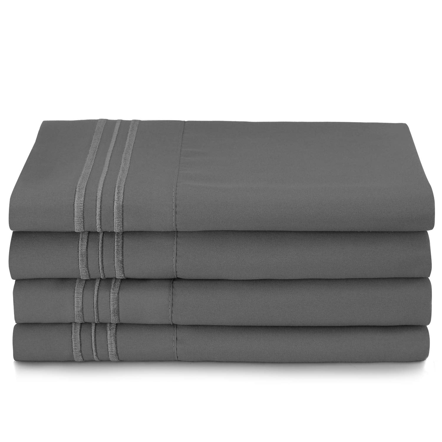 Premium Egyptian Cotton 6 Piece 1800 Collection Bed Sheet Set with Extra Pillowcases, Deep Pockets Fitted Sheet, 100% Soft Microfiber, Hypoal... - Premium Ultra-Soft Pillowcase Pair for Sleeping Detail