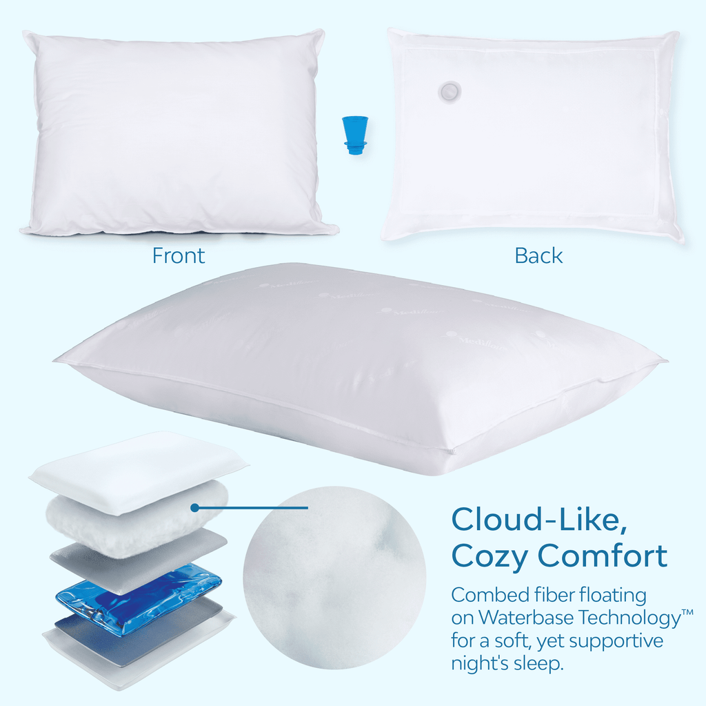 Fluffy Shredded Fiber Water Pillow: Adjustable Pillow for Neck Pain Relief, Pillow for Side, Back, and Stomach Sleepers, The Original... - Hotel Quality Plush Sleeping Pillows Detail