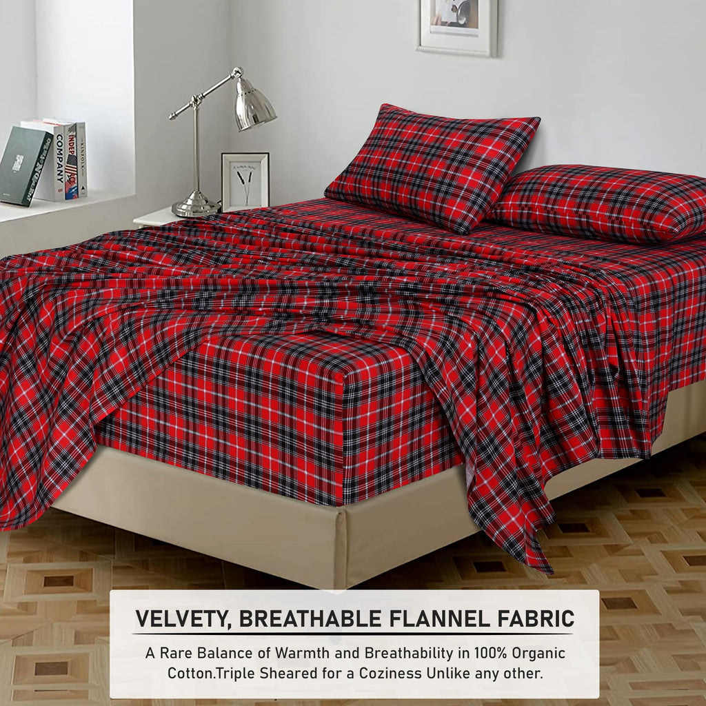 Breathable Luxury Flannel Sheets Queen Size - 100% Cotton Double Brushed Bed Sheets, Deep Pockets 16 Inches Queen Sheet Set, All Season... - Cooling Hotel Quality Bedding Sheets and Pillowcases Detail