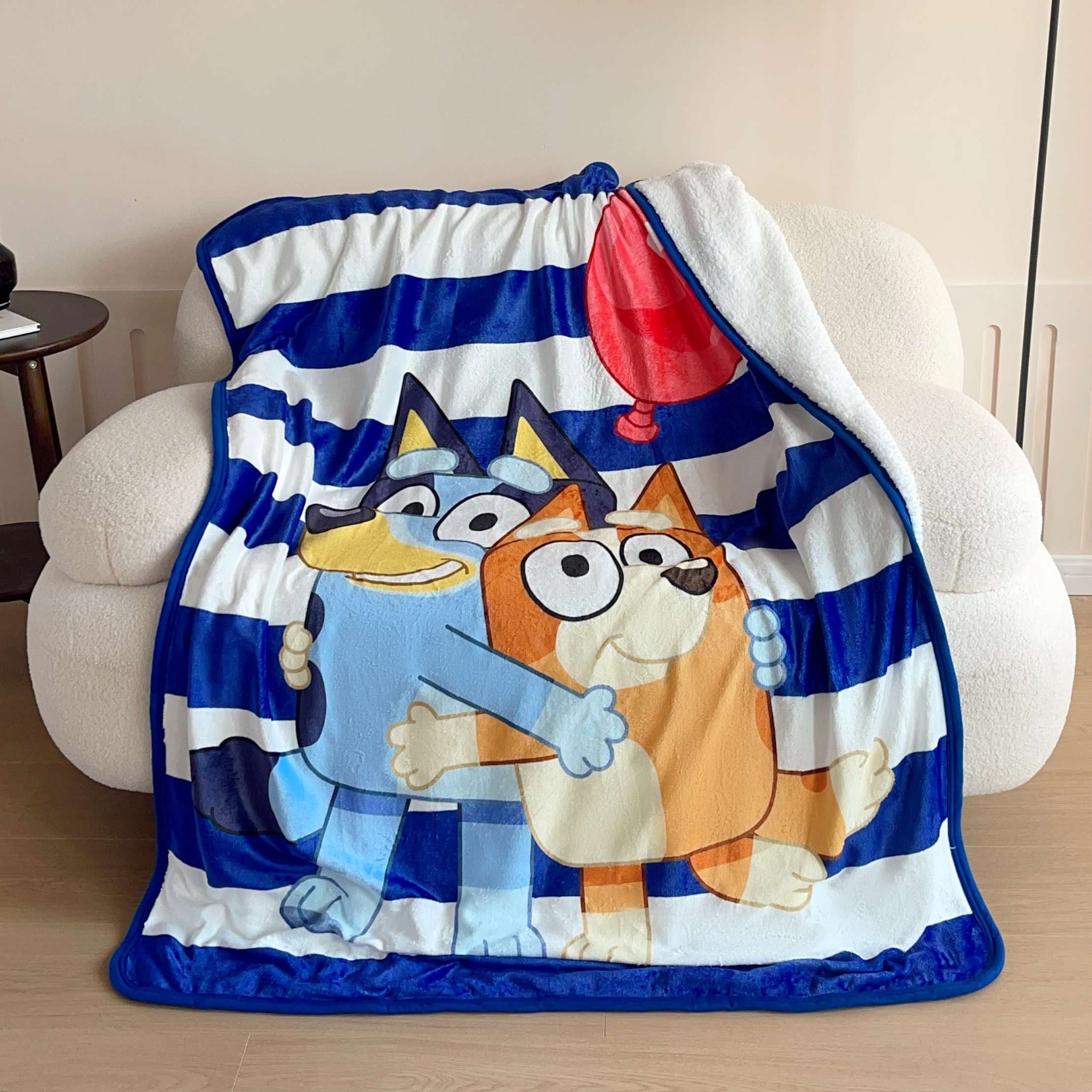 Cozy Fleece Happy Hugs Kids Silk Touch Throw Blanket with Sherpa Reverse, 46 x 60 inches Blue – Soft Plush Fleece Throw Blanket - Cozy Fleece Throw Blanket for Couch & Bed Detail