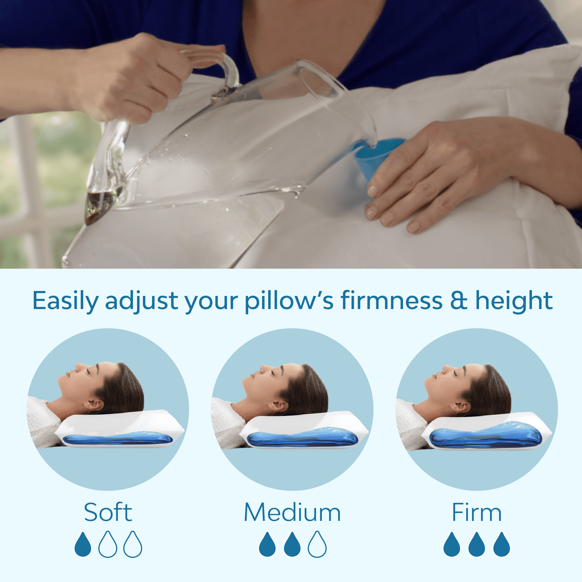 Fluffy Shredded Fiber Water Pillow: Adjustable Pillow for Neck Pain Relief, Pillow for Side, Back, and Stomach Sleepers, The Original... - Hotel Quality Plush Sleeping Pillows Detail