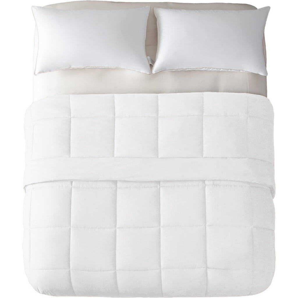 Fluffy Down Alternative Queen Comforter Set White, 3-Piece Solid Comforter Duvet Insert with Corner Tabs, Lightweight Bedding Down Alternativ... - All-Season Down Alternative Comforter Insert Detail