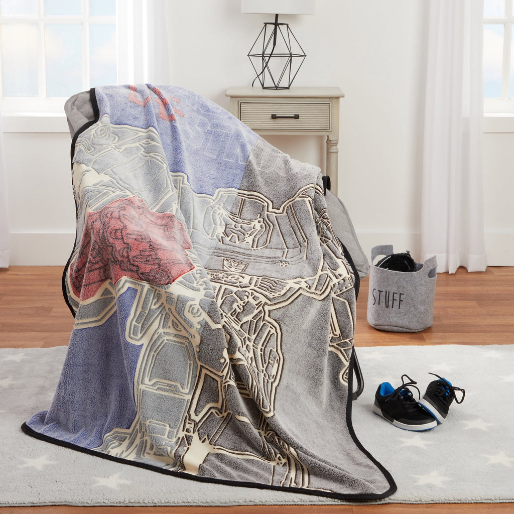 Lightweight Warm Kids Fleece Throw Blanket, 46x60, Glows-In-The-Dark - Luxury Knitted Decorative Throw Blanket with Fringes Detail
