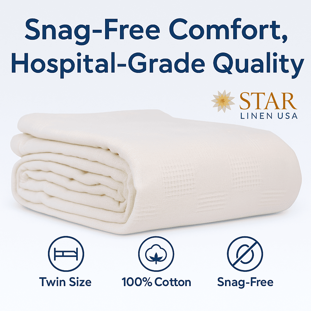 Lightweight Warm Hospital Thermal Blanket Throw Snag Free | 100% Cotton | Twin 66"x90" | White (1) - Lightweight Plush Warm Blanket for All Seasons Detail