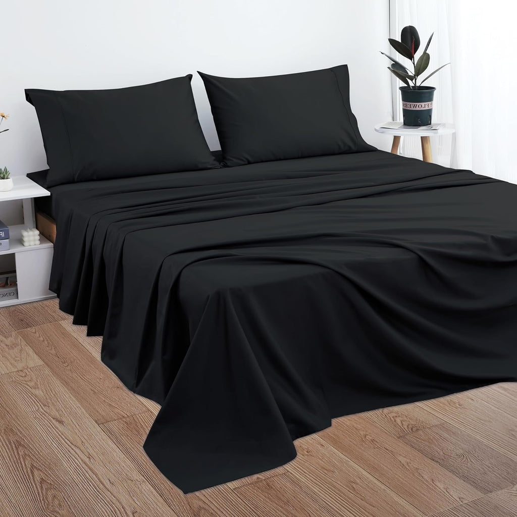 Wrinkle-Resistant Sheet Only, 600 Thread Count 100% Egyptian Top Sheet 1Pcs, Cool & Breathable Bed Sheets Wrinkle, Fade, Stain Resistan... - Breathable Egyptian Cotton Flat & Fitted Sheets Detail