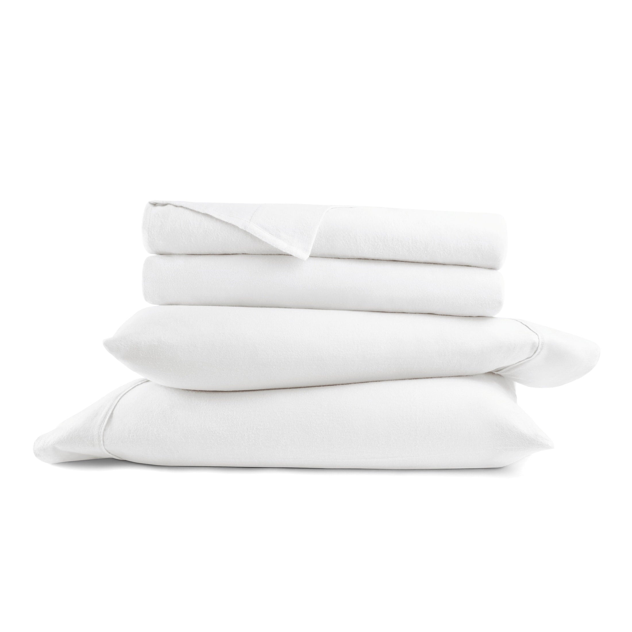 Cooling Sateen 100% Cotton Flannel Bed Sheets Set for Full Size Bedding in White - Cooling Hotel Quality Bedding Sheets and Pillowcases Detail