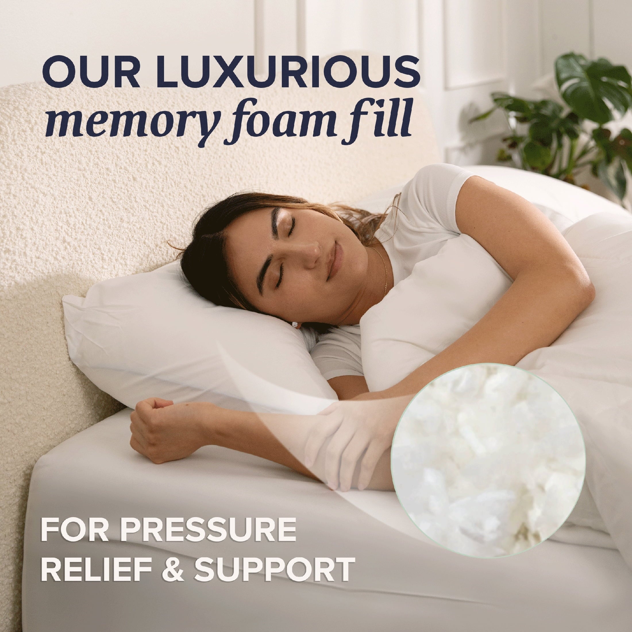 Hotel Collection Customizable Memory Foam Queen Pillow 1Pack, Adult - Ergonomic Memory Foam Pillow for Neck Pain Support Detail