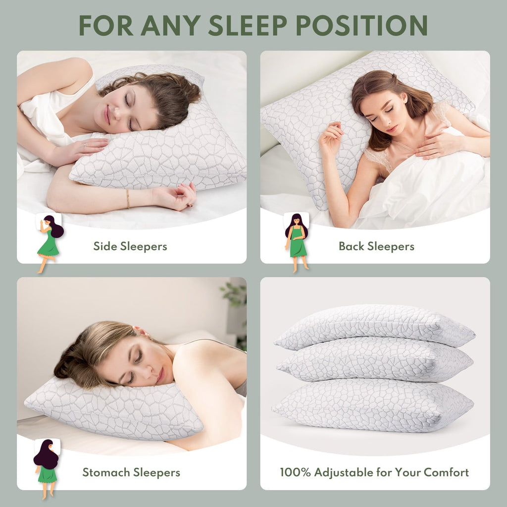 Hotel Collection Cooling Memory Foam Queen Pillows for bed 2 Pack,Adjustable Support & Heat Dissipation Tech for Side,Back,Stomach & H... - Ergonomic Memory Foam Pillow for Neck Pain Support Detail