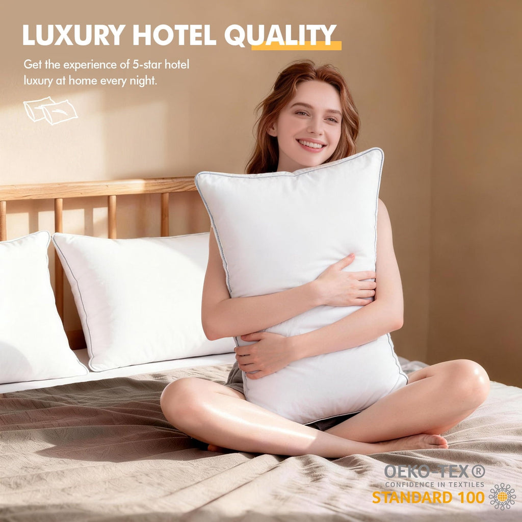 Fluffy Shredded Pillows Queen Size Set of 2, Bed Pillows for Side and Back Sleepers, Soft Down Alternative Pillows, Hotel Quality and... - Decorative Throw Pillow Cushion for Sofa & Bed Detail