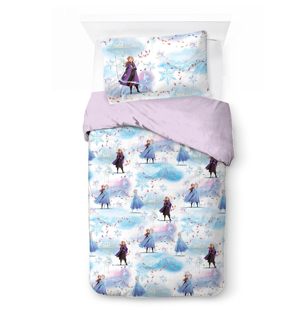Luxurious Quilted Frozen Winter Frost Adventures 2-Piece Twin/Full Reversible Comforter Set, Polyester Microfiber, Blue & Purple - Cloud-Like Soft Lightweight Bed Comforter Detail