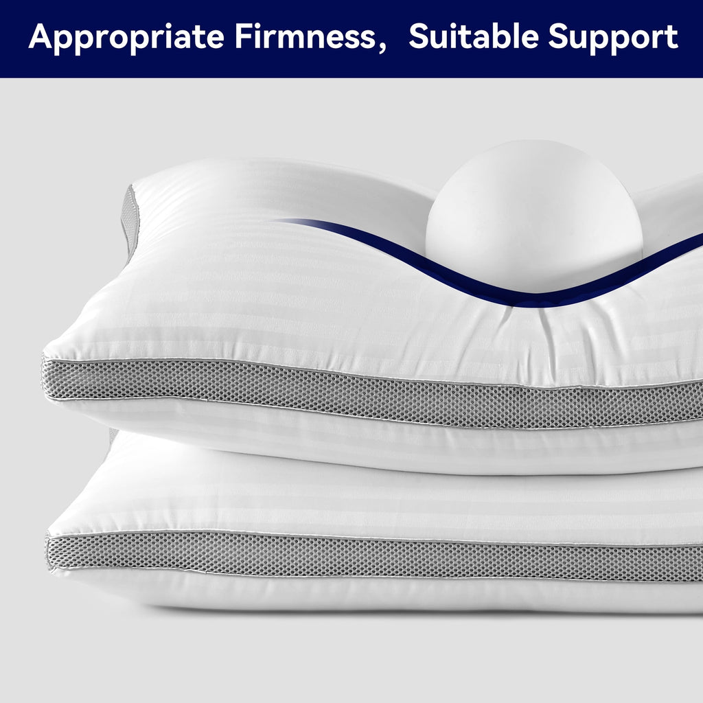 Ergonomic Memory Foam Bed Pillows for Sleeping, Queen Size Set of 2, Sandwich Mesh with Breathable Sides, Premium Medium pillows for Back, ... - Orthopedic Shredded Foam Bed Pillow Set Detail