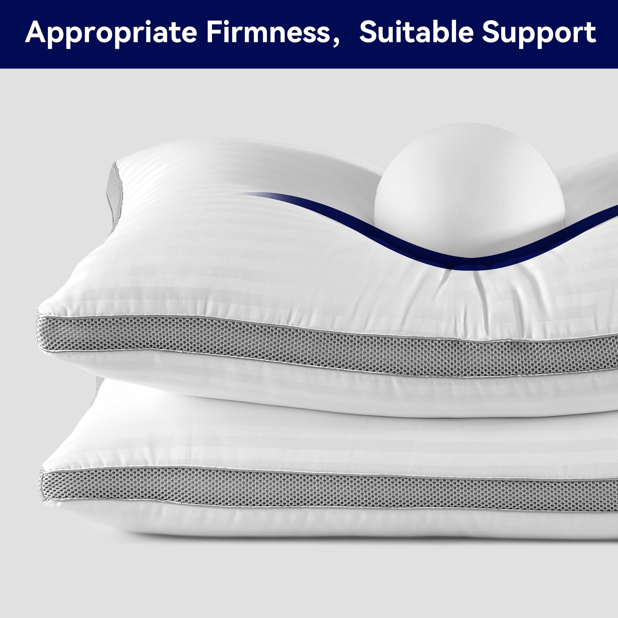 Ergonomic Memory Foam Bed Pillows for Sleeping, Queen Size Set of 2, Sandwich Mesh with Breathable Sides, Premium Medium pillows for Back, ... - Orthopedic Shredded Foam Bed Pillow Set Detail