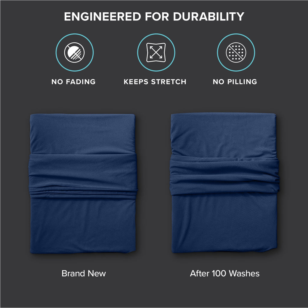 Wrinkle-Resistant Cooling Performance Jersey Knit Stretch Sheet Set, Moisture-Wicking & Breathable, 4-Way Stretch Bed Sheets, Envelope ... - Cooling Hotel Quality Bedding Sheets and Pillowcases Detail