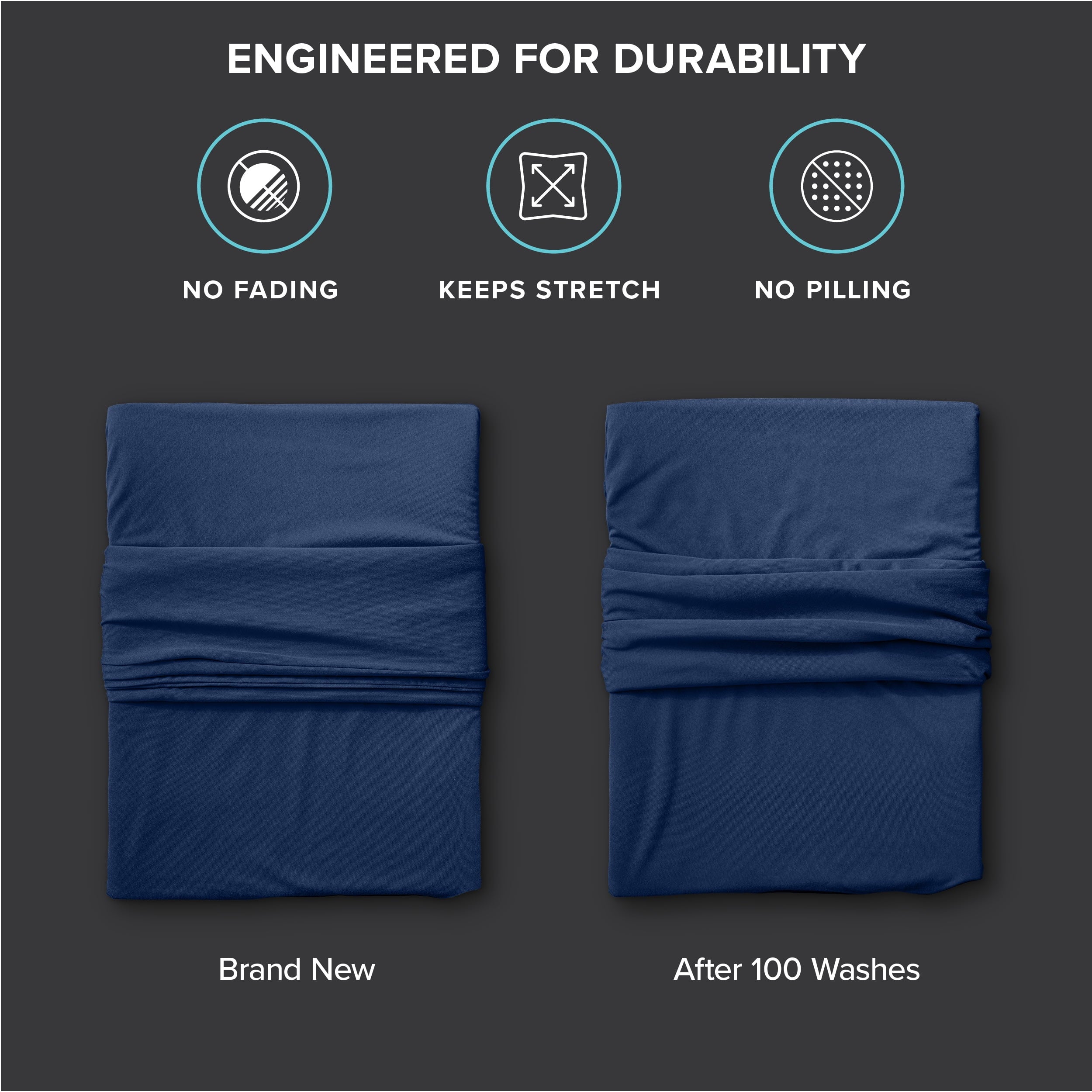 Wrinkle-Resistant Cooling Performance Jersey Knit Stretch Sheet Set, Moisture-Wicking & Breathable, 4-Way Stretch Bed Sheets, Envelope ... - Cooling Hotel Quality Bedding Sheets and Pillowcases Detail