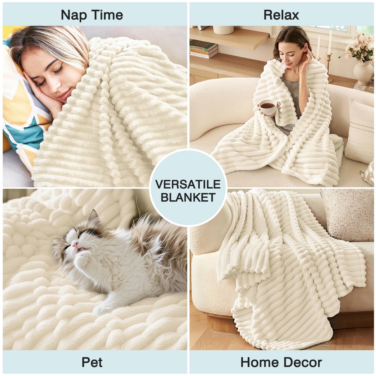 Cozy Fleece Extra Soft with Strip, Plush Fuzzy Cozy Bed s and s for Couch,Bed,Sofa,Lightweight and Versatile s for Office Bedroom... - Luxury Knitted Decorative Throw Blanket with Fringes Detail