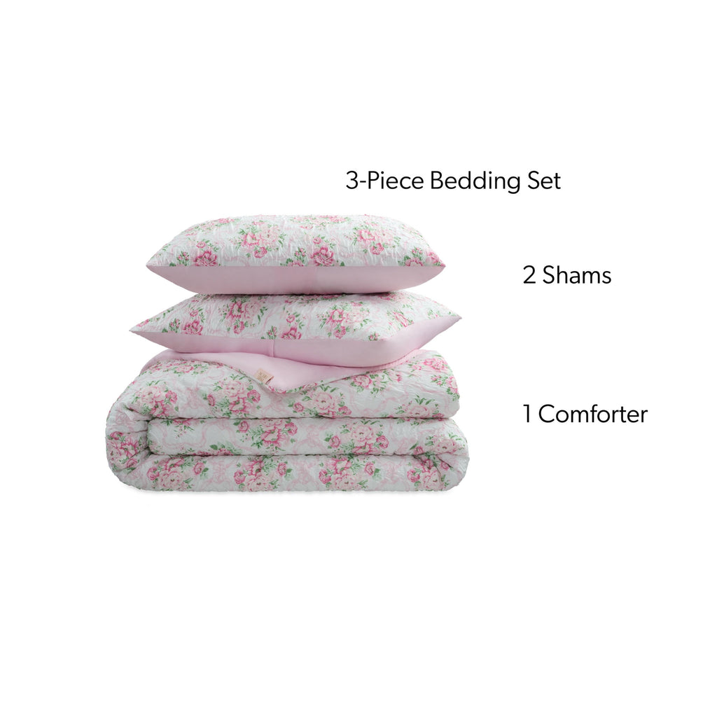 Hypoallergenic Cloud 2-Piece Coquette Floral Pink Comforter Set, Twin/Twin XL - All-Season Down Alternative Comforter Insert - Default Title