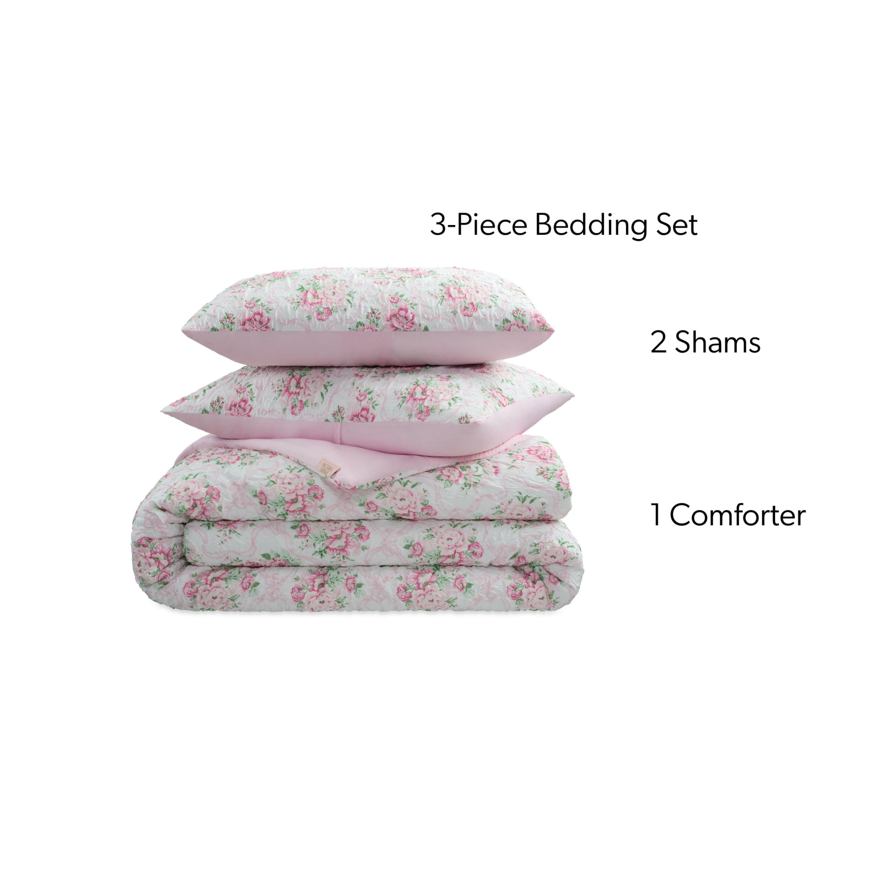Hypoallergenic Cloud 2-Piece Coquette Floral Pink Comforter Set, Twin/Twin XL - All-Season Down Alternative Comforter Insert - Default Title